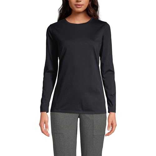 Lands' End Women's Supima Cotton Long Sleeve T-Shirt - Relaxed Crewneck