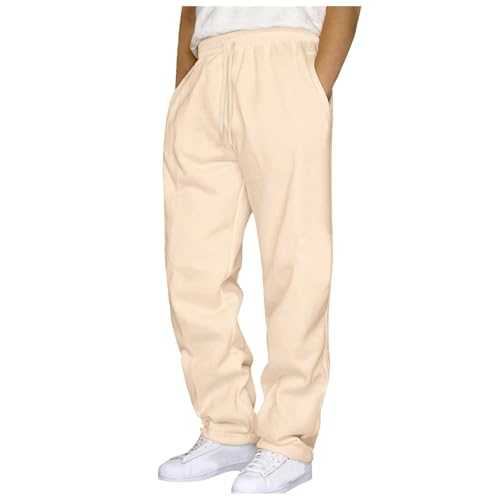 Mens Jogging Bottoms with Pockets Open Hem Tracksuits Trousers Stretchy Drawstring Waist Casual Trousers for Men UK Gym Sports Bottom Plus Size Straight Leg Activewear Jogging Sweatpants