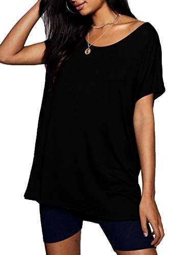 Fashion Star Womens Oversized Plain Loose Hem Hi Lo T Shirt