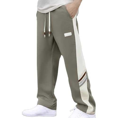 Generisch Men's Tracksuit Bottoms, Elastic Waist Belt, Cotton, Jogging, Fashion, Casual Fitness Trousers with Drawstring, Spring and Autumn Jogging Bottoms, Patchwork Work Trousers