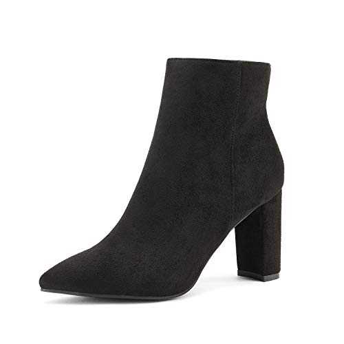 DREAM PAIRS Women's Chunky Heel Ankle Booties Pointed Toe Short Heeled Boots