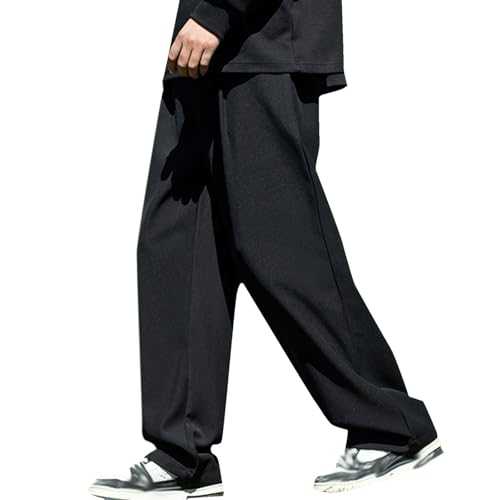 Mymyguoe Chino Trousers Men's Vintage Suit Trousers Baggy Suit Trousers High Waist Stretch Slim Fit Business Trousers Fabric Trousers Long Casual Trousers Slim Fit Men's Trousers Straight Suit