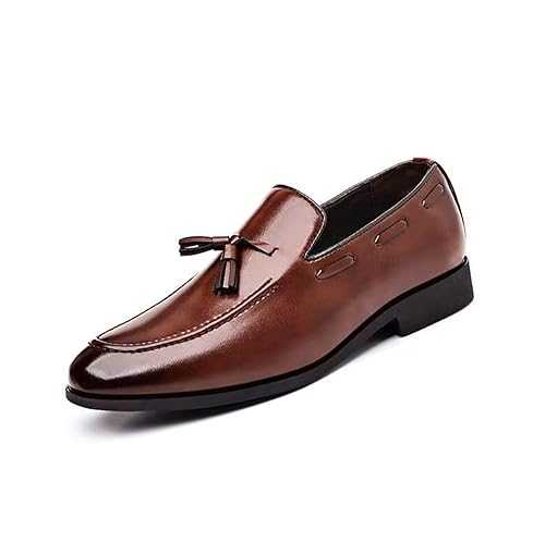 KYOESCAI Men's Dress Loafers Oxfords Shoes Comfy Moccasin Slip-On Driving Flats Formal Business Shoes with Tassels