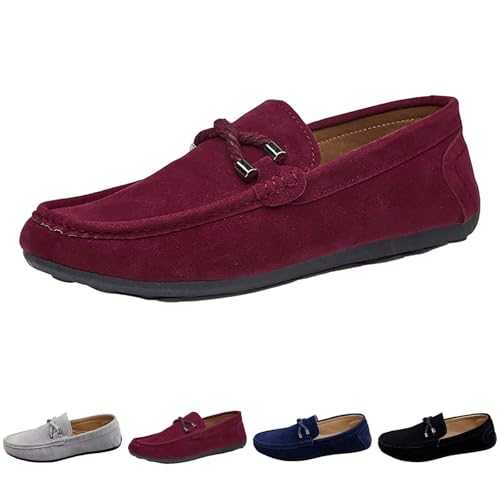 Mens Moccasin Slipper UK Leather Wide Fit Moccasin Shoe Business Moccasins Dress Driving Slippers Shoes Mens Loafers Shoes Men's Canvas Slip On Moccasin Shoe