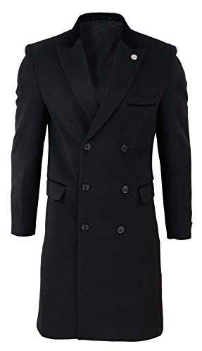 TruClothing Mens 3/4 Long Double Breasted Overcoat Jacket Wool Coat