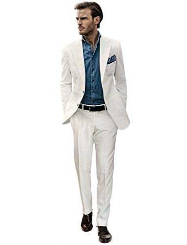 QZI Men's Slim Fit Notched Lapel Suit Two Buttons Blazer & Trousers Tux 2-Piece Suit Set
