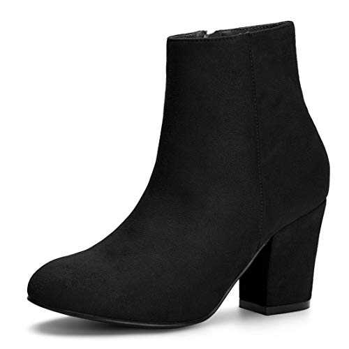 Allegra K Women's Christmas Side Zip Chunky Heel Ankle Boots