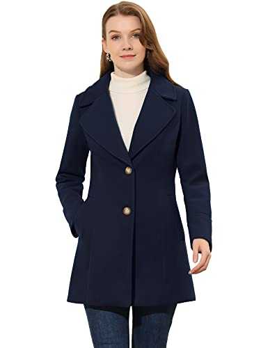 Allegra K Women's Elegant Overcoat Notched Shawl Collar Single Breasted Outerwear Winter Long Coat