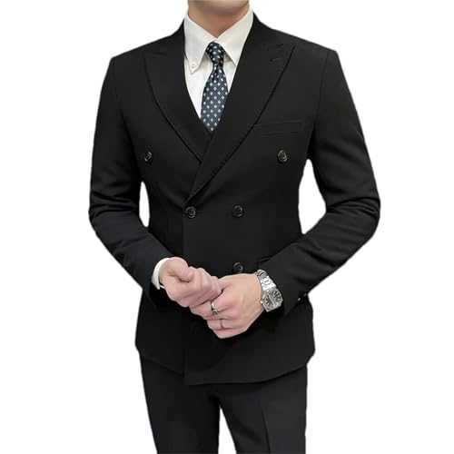Men's Shawl Collar Double-Breasted Suit – Casual Wedding Set Two-Piece Trousers
