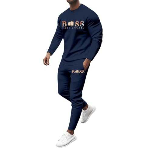 Men's Tracksuits Set Basic Pullover & Jogger Sets Full 2 Piece Casual Long Sleeve Top Gym Jogging Bottoms Outfits Matching Sweatshirts and Sweatpants Tracksuit Workout Athletic Sweatsuit Christmas