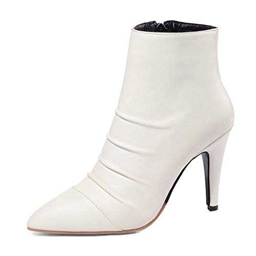 CuteFlats Women Comfort Ankle Boots with Stiletto Heels and Pointed Toe