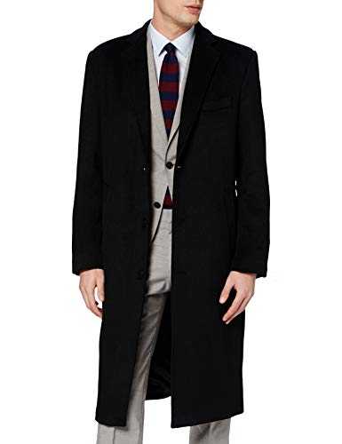 The Platinum Tailor Mens Black Overcoat Wool & Cashmere Warm Winter Mod Cromby Coat Black Lining