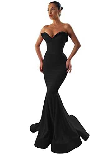 Blawhee Women's Mermaid Strapless Long Prom Dresses Open Back Sweetheart Evening Gowns