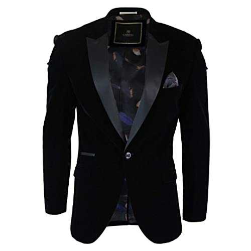 Mens Soft Velvet Black Navy 1 Button Dinner Jacket Tuxedo Blazer Smart Casual Fit