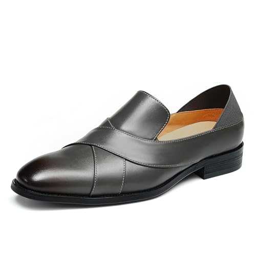 Men's Business Casual Moccasins Retro Formal Loafers Genuine Leather Slip On Dress Shoes
