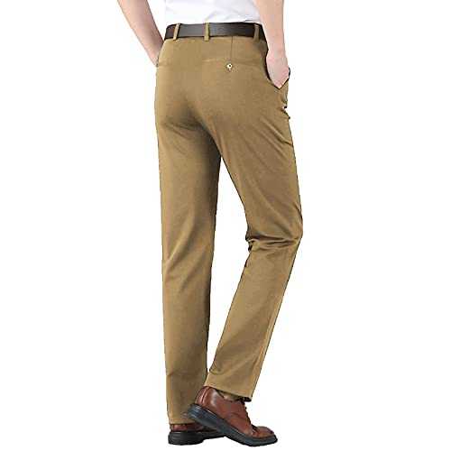 CreoQIJI Men's Stretch Business Trousers Straight Suit Trousers Office Work Trousers Tight Stylish Slim Fit Office Business Trousers Plain Regular Fit Smart Work Office Trousers