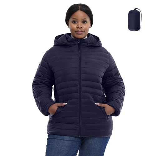 HHE Plus Size Women's Packable Puffer Jacket 1X-6X Water-Resistant Lightweight Winter Coat(Exclusively for Plus Size)