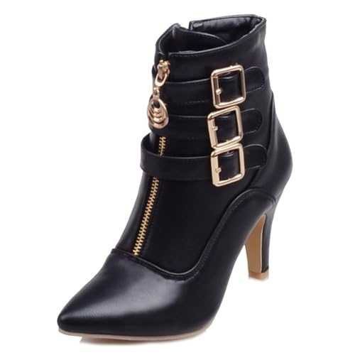 Chic Fashion Boots with Pointed Toe and High Thin Heel Large Size Ankle Boots for Office Lady