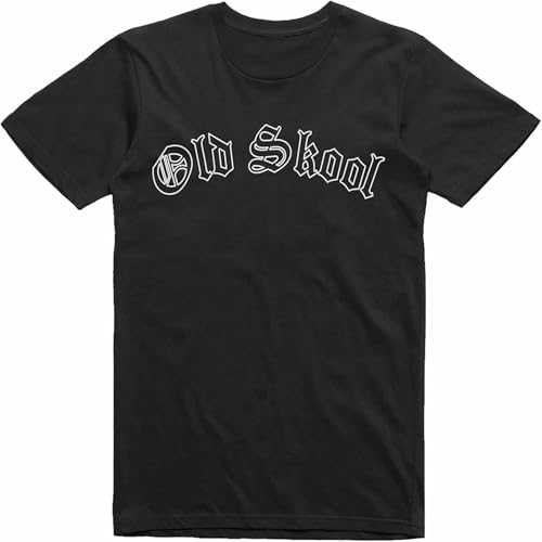 Mens T Shirt Old Skool School Retro Style 60'S 70'S 80'S Cotton Tee Black