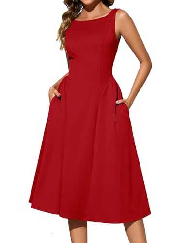 Bridesmay Women's Summer A Line Cocktail Party Dresses 2025 Sleeveless Semi Formal Dress with Pockets for Wedding