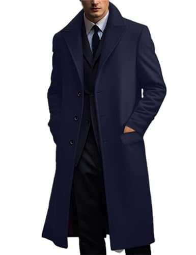 crazynekos Men's Winter Coat Overcoat Long Trench Coat Outdoor Daily Wear Fall & Winter Polyester Thermal Warm Windbreaker