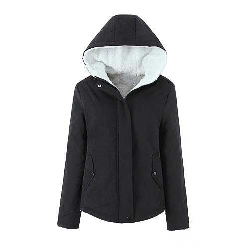 HAOLEI Ladies Winter Coats Sherpa Lined Parkas Jacket Clearance Womens Thickened Windproof Outerwear with Fur Hood Puffer Down Padded Coat Warm Quilted Jacket Faux Fur Trim Coat UK