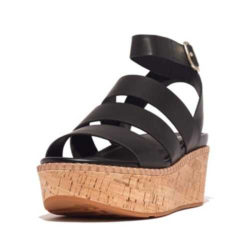 Women's Eloise Strappy Sandals Espardrille Wrapped Leather Espadrilles, black, 9 UK