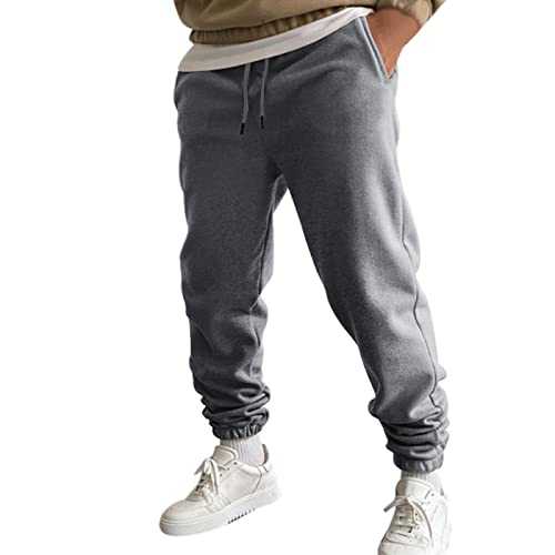 Snakell Men’s Casual Fleece Joggers Drawstring Sweatpants Trousers Cotton Jogging Tracksuit Pockets Outdoor Pants Work Pants Regular Fit Sports Joggers for Gym Running Workout Pants Autumn/Winter