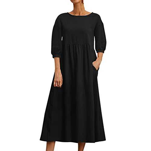 AMDOLE Dress Women Casual Summer Spring Coton and Casual Popular Fashion Women Long Sleeve Elegant Dress Summer Dresses Maxi