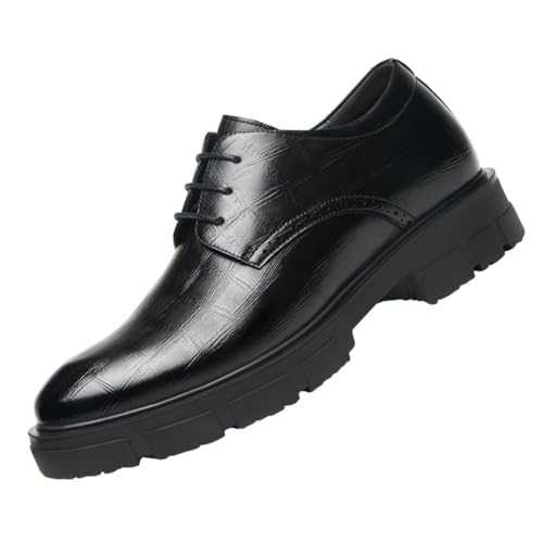 VIBLiSS Mens Oxfords Breathable Classic Leather Business Brogues Hidden Heels Height Increasing Wedding Dress Shoes