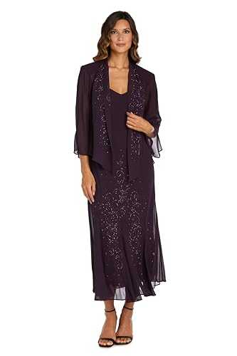 R&M Richards Women's Beaded Chiffon Jacket Dress