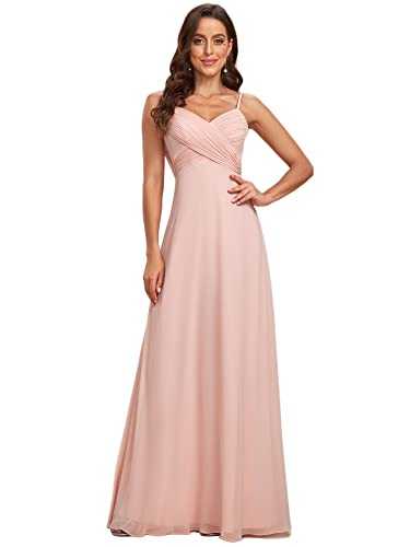 Ever-Pretty Women's Spaghetti Straps V-Neck A-Line Sleeveless Chiffon Empire Waist Backless Maxi Bridesmaid Dresses ES80026