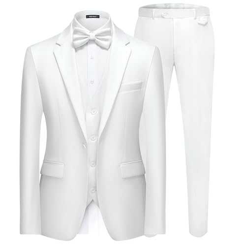 MAGE MALE Men's 3 Pieces Suit Elegant Solid One Button Slim Fit Single Breasted Party Blazer Vest Pants Set