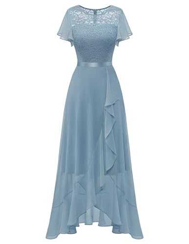 Berylove Women's Sequins Formal Party Dresses Flutter Short Sleeve Wedding Dresses Long Evening Gowns Sparkling Prom Dresses