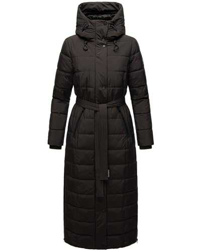 Navahoo Women's Winter Coat Warm Quilted Coat Long with Hood and Waist Belt Part XIV XS-3XL