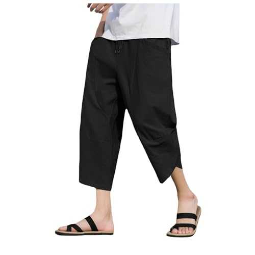 HELLORSOON Men's Trousers,Casual Summer Pants with Pockets Trousers for Men Casual Lightweight Drawstring Yoga Beach Pant Yoga Pant Mens Jogging Bottoms Baggy Joggers Men
