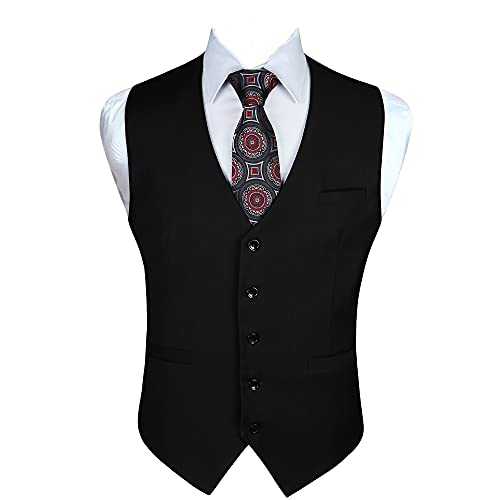 Enlision Waistcoat for Men Formal Plain Waistcoats Wedding Solid Colour Tuxedo Waistcoat Business Suit Vest with Pockets XS-4XL