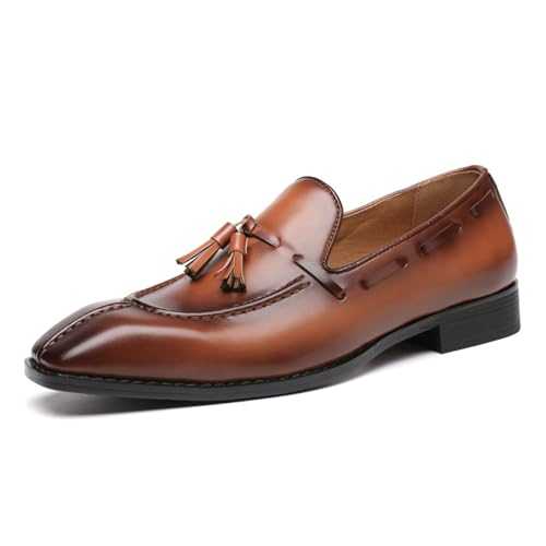 Men's Tassel Loafer, Classic Casual Dress Shoe, Black PU Leather Tassel Slip-on Penny Loafer for Mens