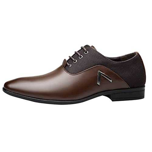 Men's Classic Oxfords Formal Dress Shoes Mens Fashion Pointed Toe Business Lace Up Closure Slip-on Loafers Shoes Men Walking Casual Business Comfortable Leather Loafers