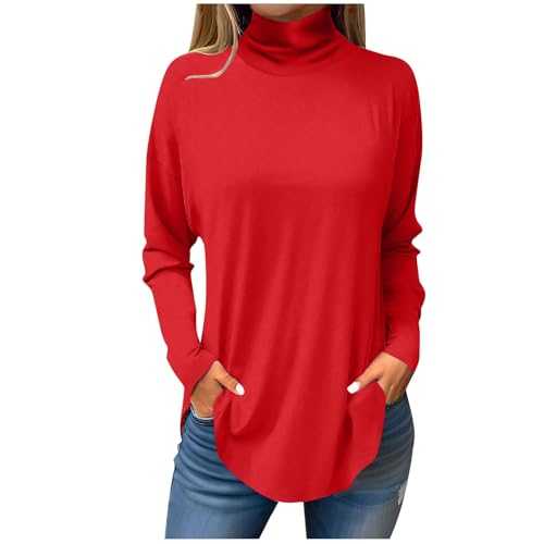 Ladies Tops,Womens Blouse,Long Sleeve Shirts for Women Color Block Tunic Tops Turtleneck Long Sleeve Blouses Fall Casual Winter Clothes Basics Long Sleeve Shirt Women