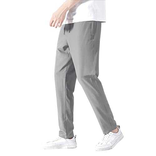 Tracksuit Bottoms Men - Solid Chino Pants Regular Joggers Drawstring Jogging Bottoms Casual Business Trousers Lightweight Lounge Pants Elastic Waist Pant Straight Flat Front Pants Outdoor Track Pant