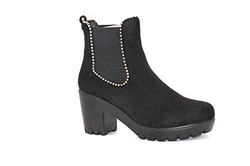 Core Collection WOMENS LADIES STUDDED CHELSEA ANKLE LOW MID BLOCK HEEL BOOTS SIZE 3-8