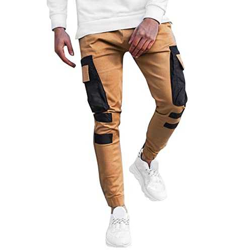Cargo Work Pants Men - Work Trousers with Multi Pockets Comfortable Fit Leisure Trousers Jogger Outdoor Pants Lightweight Tracksuit Bottoms Stretch Tapered Pants Slim-Fit Bundle Foot Trouser