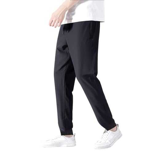 Golf Trousers Men's Long Jogging Bottoms, Stretch Straight Suit Trousers for Men, Plain Sports Trousers with Pocket, Regular Fit, Training Trousers, Drawstring Belt, Elastic Trousers, Breathable