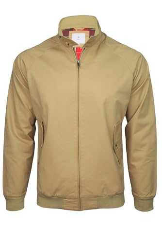 Xact Men’s Soft Cotton Harrington Bomber Jacket – Classic Mod Retro Style, Tartan Check Lining, Regular Fit, Lightweight Spring Autumn & Fall Car Coat