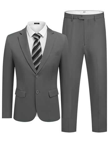 COOFANDY Mens 2 Piece Suit Slim Fit 2 Button Formal Jacket Suits Pants Set for Wedding Business Prom