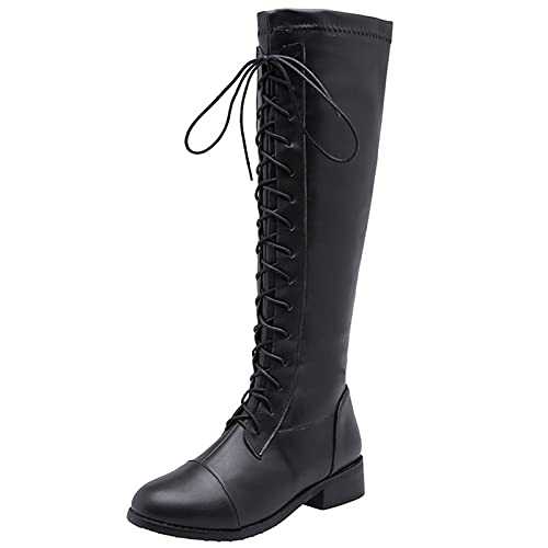 Women Winter Fashion Knee High Stretch Biker Boots Slip On