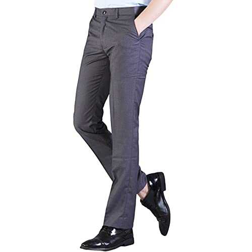 Maiyifu-GJ Mens Slim Fit Stretch Dress Pant Solid Color Skinny Comfort Suit Pant Business Wrinkle Resistant Casual Trousers