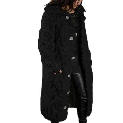 FunAloe Ladies Cardigans Crochet Cardigan Coatigan Chunky Knit Cardigans for Women UK Womens Knit Sweater Knitwear for Women UK Ladies Long Cardigans Winter Baggy Oversized Hooded Pea Coat