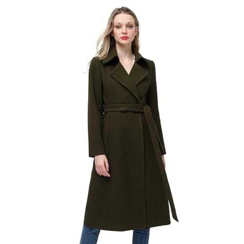 Aprsfn Women's Elegant Solid Color Mid-Length Thicken Warm Wool Blend Coat